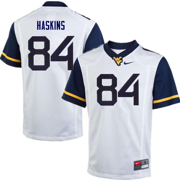 NCAA Men's Jovani Haskins West Virginia Mountaineers White #84 Nike Stitched Football College Authentic Jersey XV23A63UD